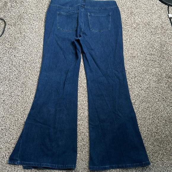 Soft surroundings flare leg slits hem pull on jeans size large blue - Picture 4 of 7